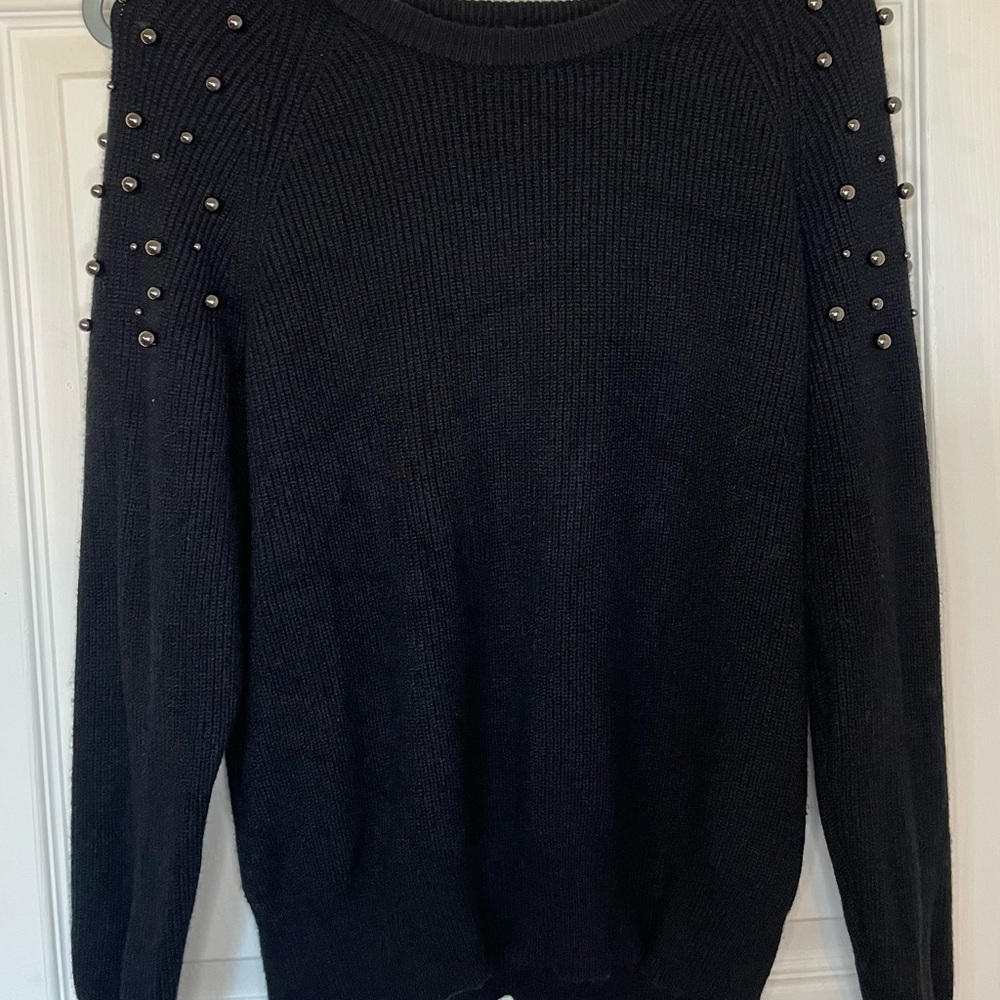 Black Sweater with Studded Details
